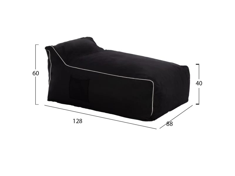 ΠΟΥΦ ZAFER HM5772.12 ΜΕ TEXTILINE ΜΑΥΡΟ ΚΑΙ ΛΕΥΚΟ ΡΕΛΙ 88x128x40-60Υ εκ.