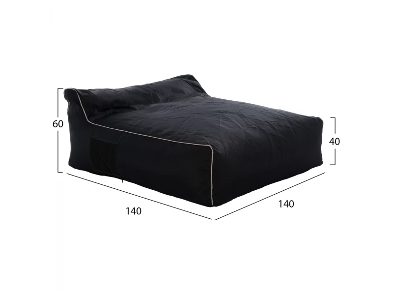 ΠΟΥΦ YAMIN ΔΥΟ ΑΤΟΜΩΝ ΜΕ TEXTILENE 600gr/m2 2X1 ΜΑΥΡΟ ΚΑΙ ΛΕΥΚΟ ΡΕΛΙ HM5773.12 140x140x40-60Υ εκ.