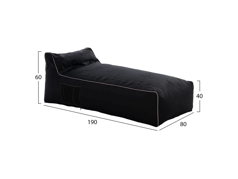 ΠΟΥΦ ΞΑΠΛΩΣΤΡΑ WADELIN HM5774.12 ΜΕ TEXTILINE ΜΑΥΡΟ ΚΑΙ ΛΕΥΚΟ ΡΕΛΙ 190x80x40-60Υ εκ.