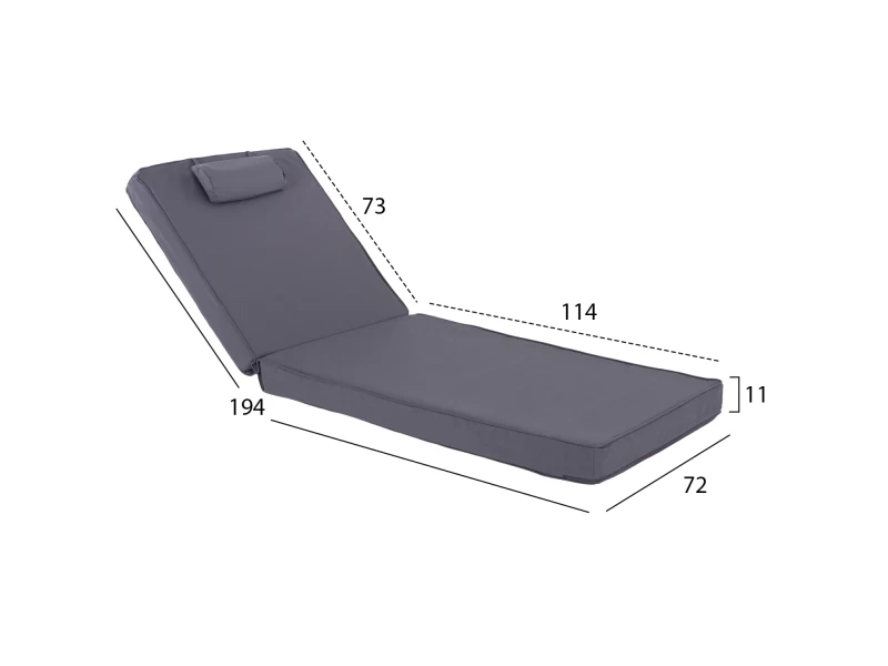 ΜΑΞΙΛΑΡΙ ΞΑΠΛΩΣΤΡΑΣ TEXTILENE 600gr/m2 SIFNOS ΓΚΡΙ HM11237.30T 194x70x11Yεκ.
