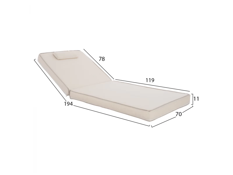 ΜΑΞΙΛΑΡΙ ΞΑΠΛΩΣΤΡΑΣ TEXTILENE 600gr/m2 2X1 SIFNOS ΜΠΕΖ HM11237.60T 194x70x11εκ.