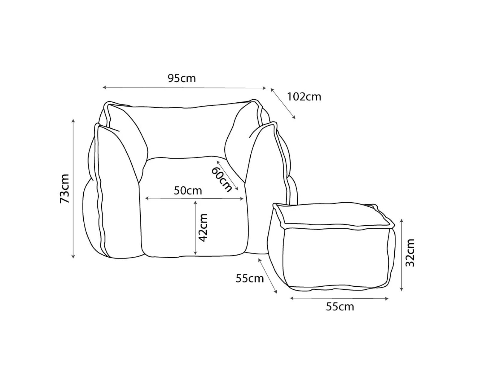 SPONGE ΠΟΛΥΘΡΟΝΑ SET ELEPHANT 95x102x73cm | Mypouf.gr