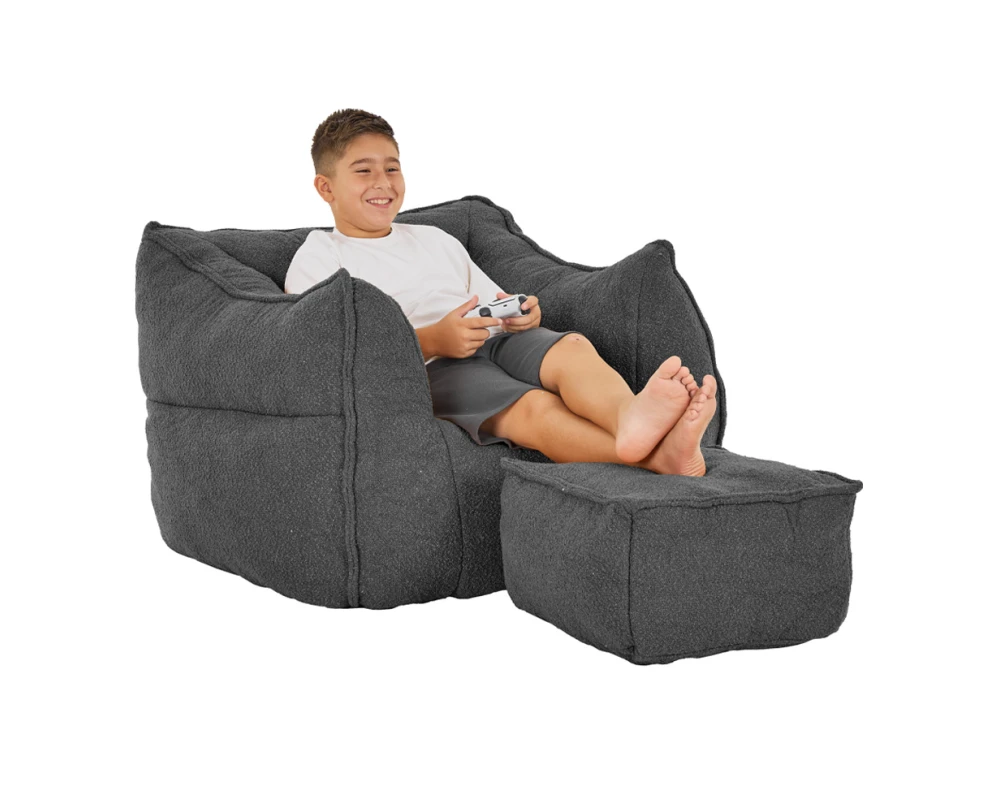 SPONGE ΠΟΛΥΘΡΟΝΑ SET ΓΚΡΙ ΣΚΟΥΡΟ 95x102x73cm - Εικόνα 2 | Mypouf.gr