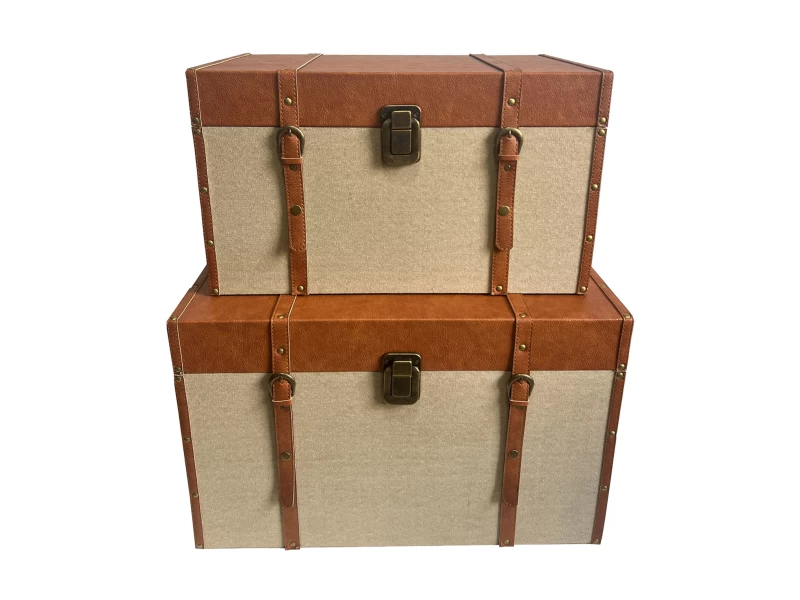 RIND ΜΠΑΟΥΛΑ SET 2ΤΜΧ 64x40x40 MDF ΜΠΕΖ ΚΑΦΕ ΥΦΑΣΜΑ