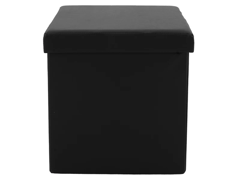 Σκαμπό-Μπαούλο Crystal Pu Μαύρο 38X38X38Εκ