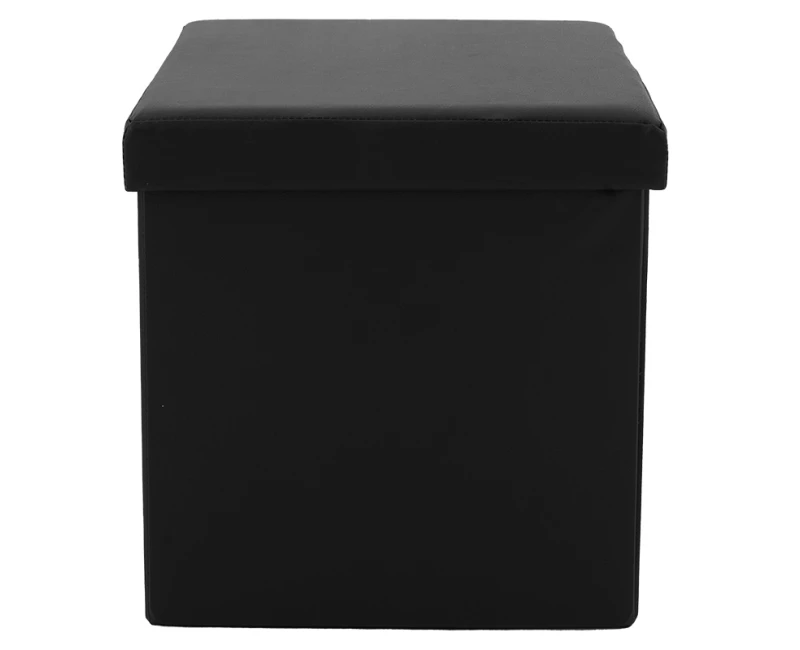 Σκαμπό-Μπαούλο Crystal Pu Μαύρο 38X38X38Εκ - Εικόνα 2 | Mypouf.gr