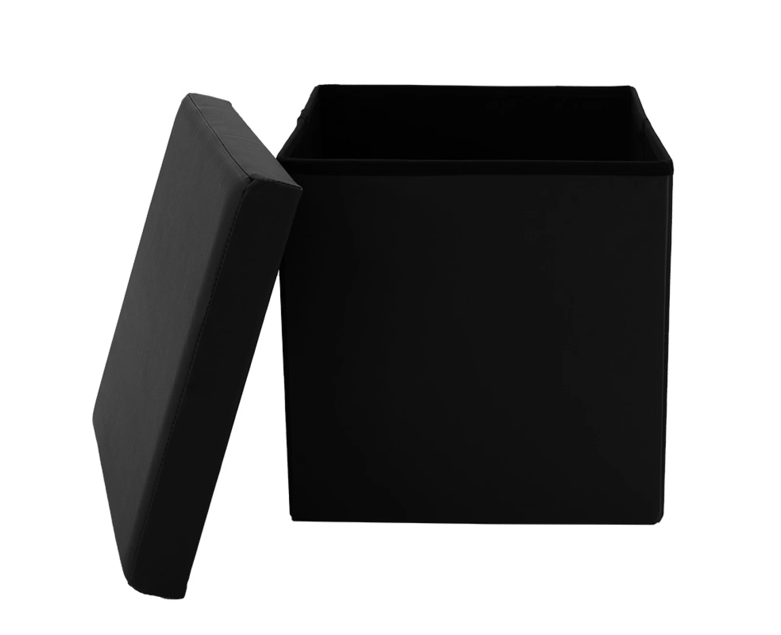 Σκαμπό-Μπαούλο Crystal Pu Μαύρο 38X38X38Εκ | Mypouf.gr Σκαμπό-Μπαούλο Crystal Pu Μαύρο 38X38X38Εκ | Mypouf.gr