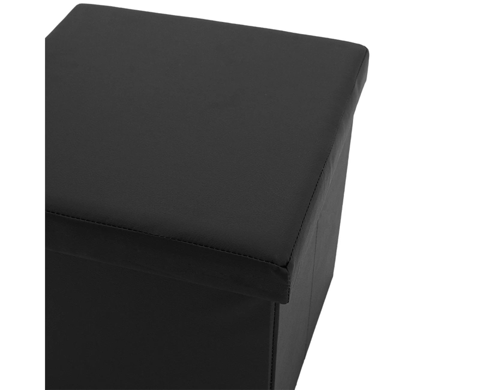 Σκαμπό-Μπαούλο Crystal Pu Μαύρο 38X38X38Εκ | Mypouf.gr Σκαμπό-Μπαούλο Crystal Pu Μαύρο 38X38X38Εκ | Mypouf.gr