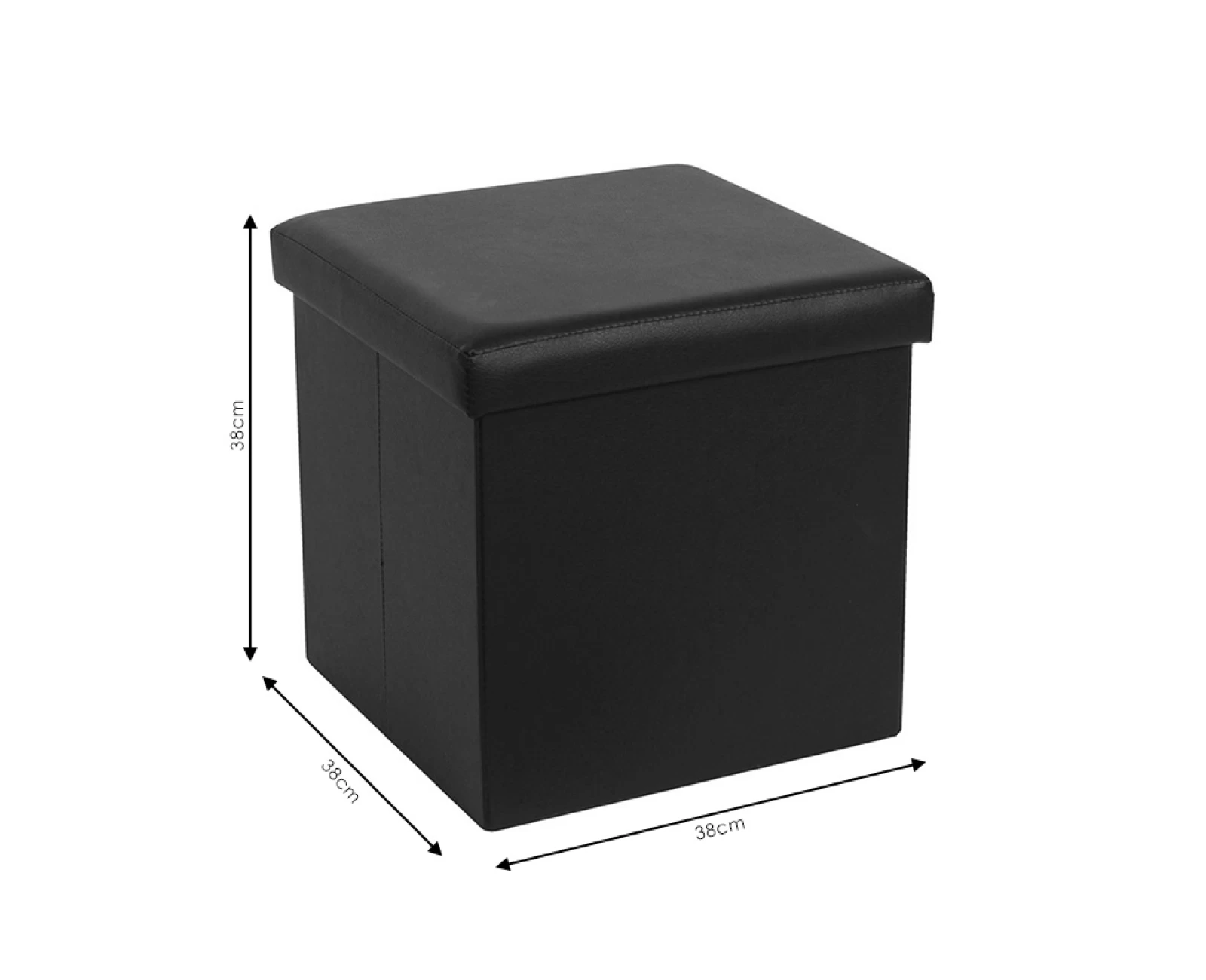 Σκαμπό-Μπαούλο Crystal Pu Μαύρο 38X38X38Εκ | Mypouf.gr Σκαμπό-Μπαούλο Crystal Pu Μαύρο 38X38X38Εκ | Mypouf.gr