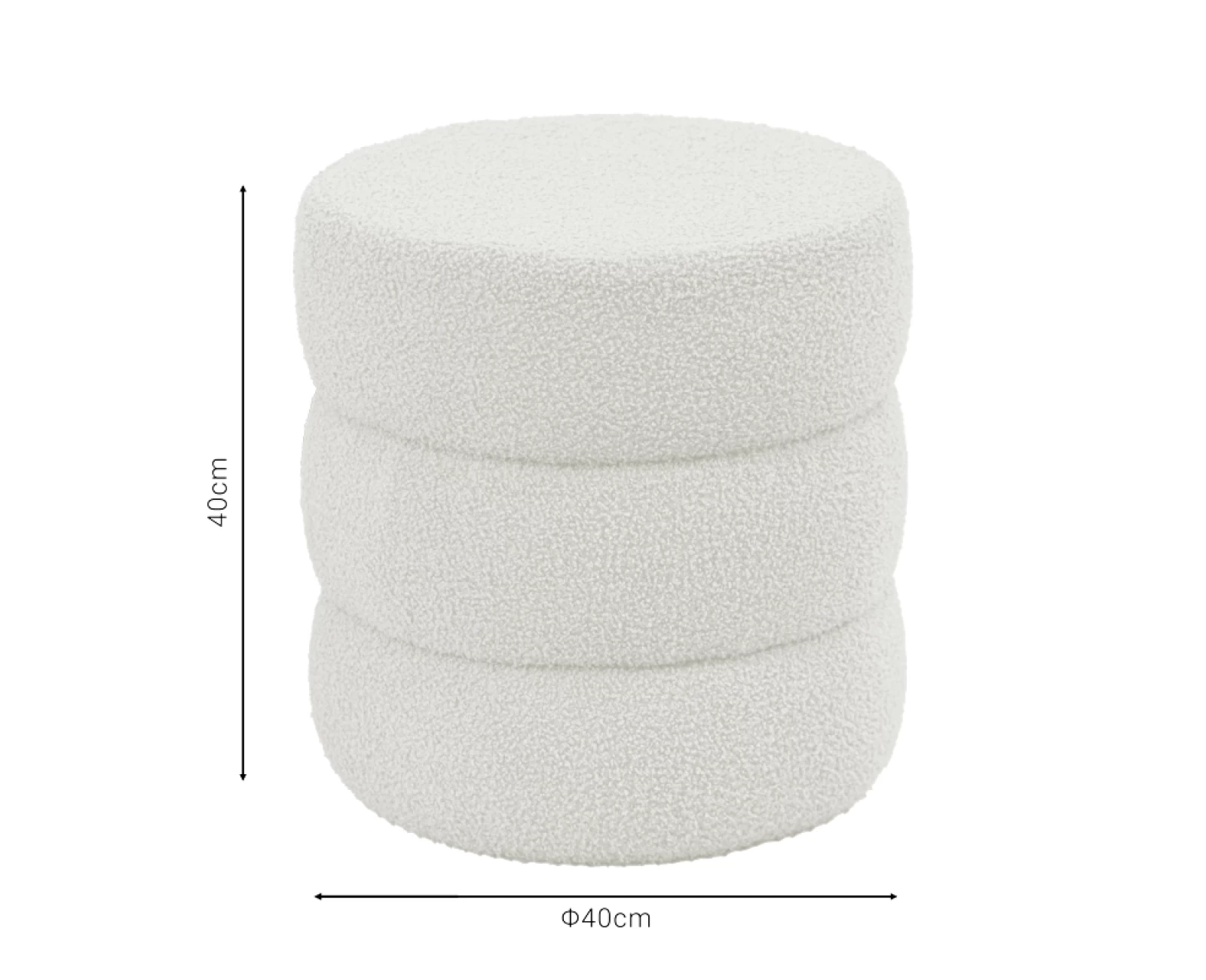 Σκαμπό-Πουφ Kioto Μπουκλέ Λευκό Φ40X40Εκ | Mypouf.gr