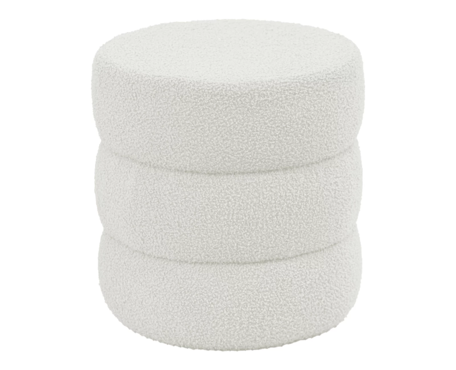 Σκαμπό-Πουφ Kioto Μπουκλέ Λευκό Φ40X40Εκ | Mypouf.gr