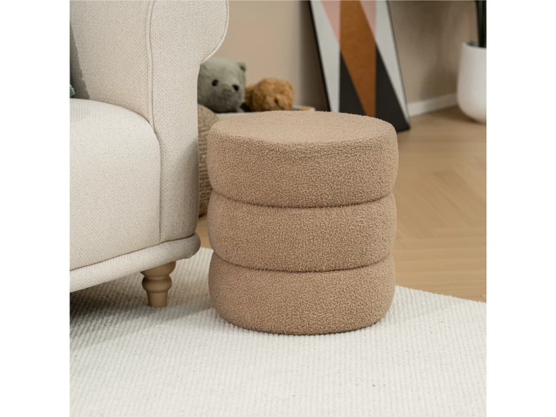 Σκαμπό-Πουφ Kioto Μπουκλέ Καφέ Φ40X40Εκ