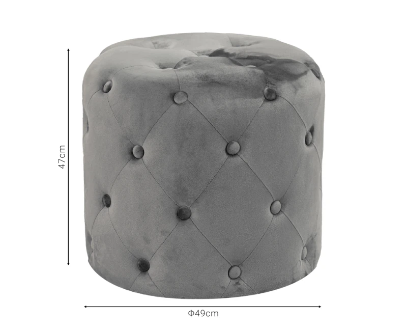 Σκαμπό-Πουφ Seval Βελούδο Ανθρακί Φ49X47Εκ | Mypouf.gr