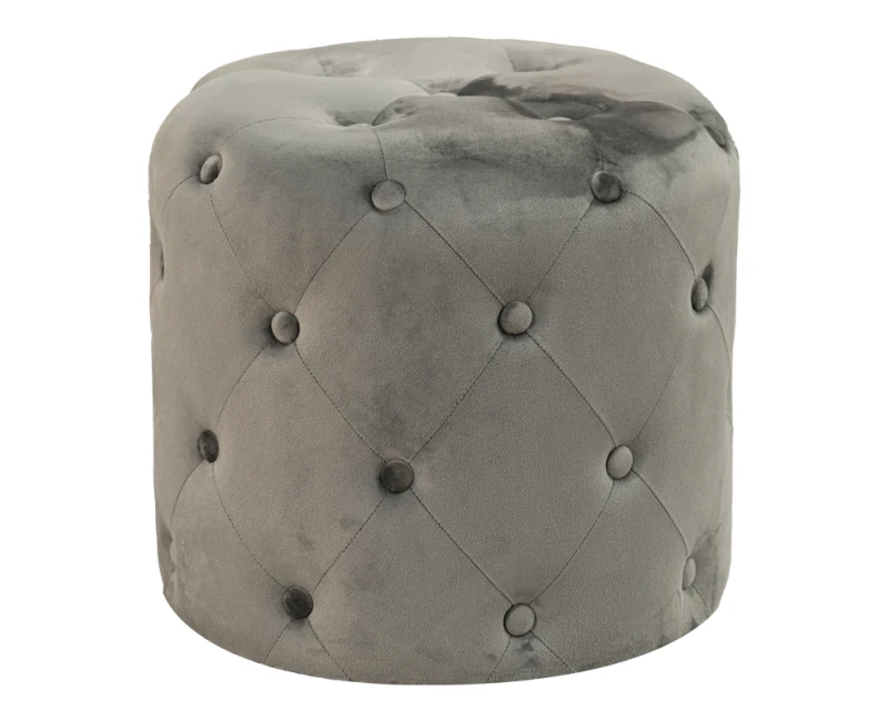 Σκαμπό-Πουφ Seval Βελούδο Ανθρακί Φ49X47Εκ | Mypouf.gr