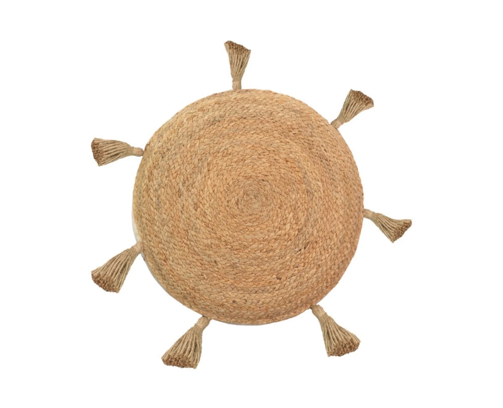 Πουφ Elefon Inart Φυσικό-Εκρού Ύφασμα Φ35X12Εκ | Mypouf.gr