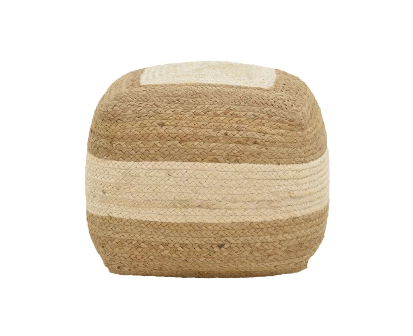 Σκαμπό-Πουφ Sofian Inart Μπεζ 100% Γιούτα 40X40X35Εκ | Mypouf.gr