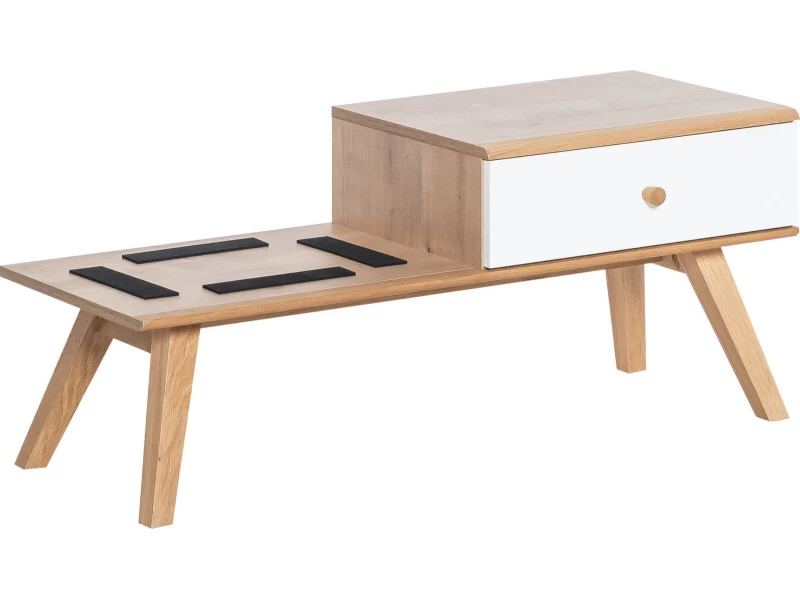 Σκαμπό Nature-Φυσικό - Λευκό από Μασίφ Ξύλο  100 x  40  x  43 εκ.