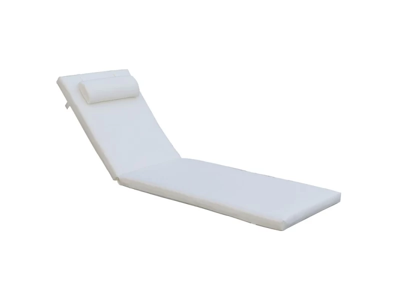 Sunlounger Μαξιλάρι Ξαπλώστρας Με Προσκέφαλο, Ύφασμα Water Repellent Εκρού, Φερμουάρ 196(78+118)x60x7cm