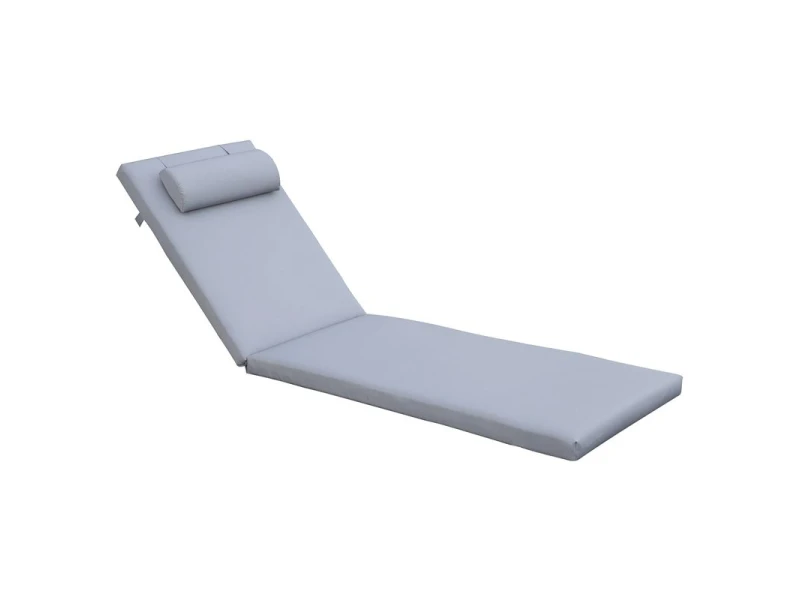 Sunlounger Μαξιλάρι Ξαπλώστρας Με Προσκέφαλο, Ύφασμα Water Repellent Γκρι, Φερμουάρ 196(78+118)x60x7cm