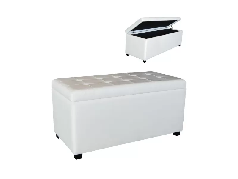 Denise Σκαμπό Με Αποθηκευτικό Χώρο - Ταμπουρέ, Pu Εκρού 88x43x45cm