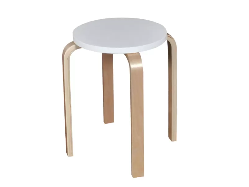 Hamilton Σκαμπό Βοηθητικό, Στοιβαζόμενο, Απόχρωση Σημύδα - Άσπρο Φ32cm H.44cm