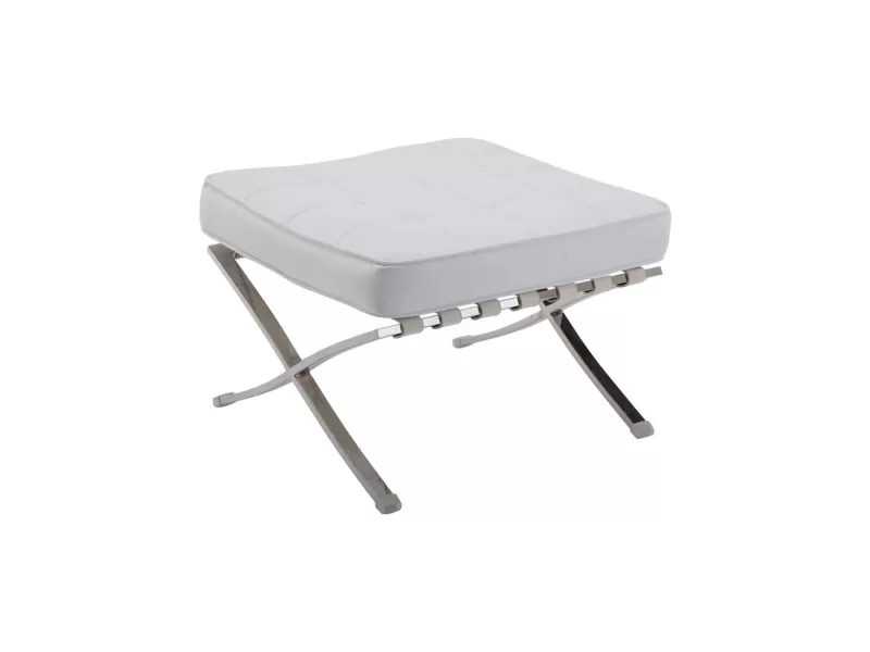 Barcelona Τ. Σκαμπό - Υποπόδιο, Βάση Inox, Pu Άσπρο 61x61x43cm