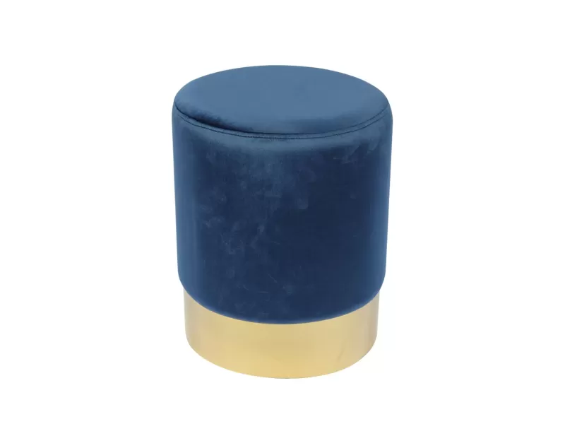 Sol Σκαμπό Βοηθητικό, Χρώμιο Χρυσό, Ύφασμα Velure Απόχρωση Μπλε Φ37x44cm