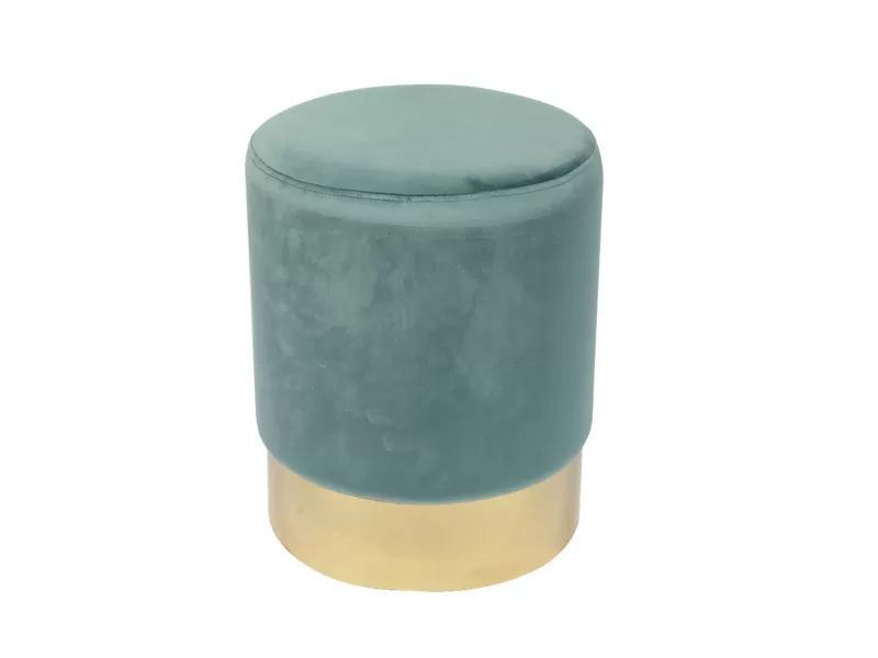 Sol Σκαμπό Βοηθητικό, Χρώμιο Χρυσό, Ύφασμα Velure Απόχρωση Βεραμάν Φ37x44cm