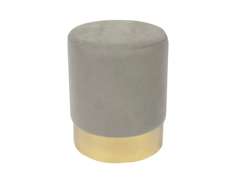 Sol Σκαμπό Βοηθητικό, Χρώμιο Χρυσό, Ύφασμα Velure Απόχρωση Γκρι Φ37x44cm