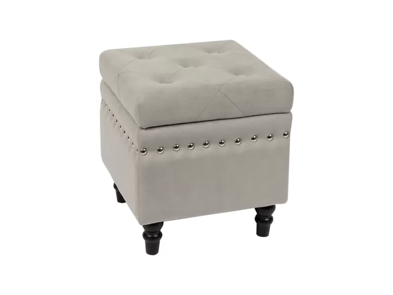 Loko Σκαμπό Αποθηκευτικό Βοηθητικό, Ύφασμα Velure Απόχρωση Γκρι 37x37x40cm