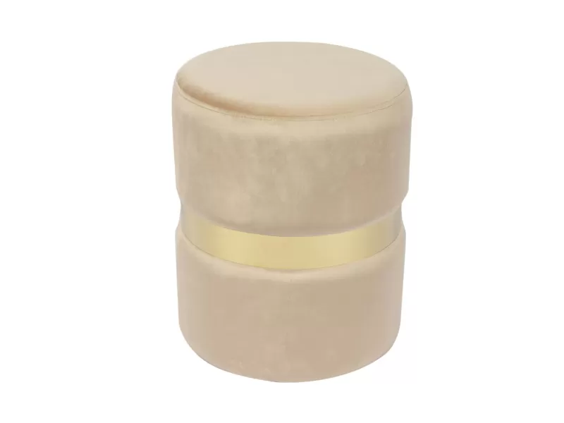 Tommy Σκαμπό Βοηθητικό, Χρώμιο Χρυσό, Ύφασμα Velure Απόχρωση Μπεζ Φ35cm Η.43cm