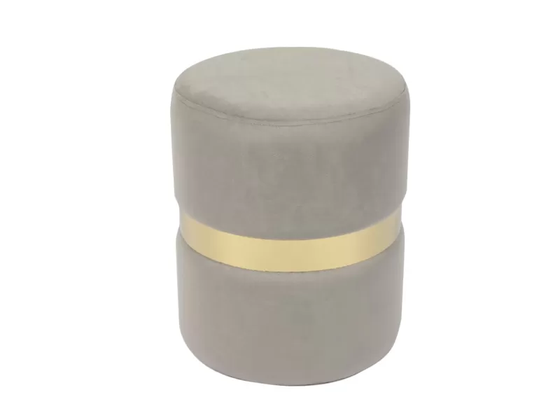 Tommy Σκαμπό Βοηθητικό, Χρώμιο Χρυσό, Ύφασμα Velure Απόχρωση Γκρι Φ35cm Η.43cm