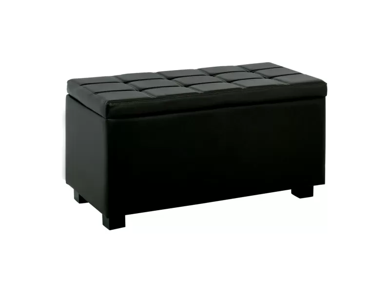 Denise Σκαμπό Με Αποθηκευτικό Χώρο - Ταμπουρέ, Pu Μαύρο 88x43x45cm