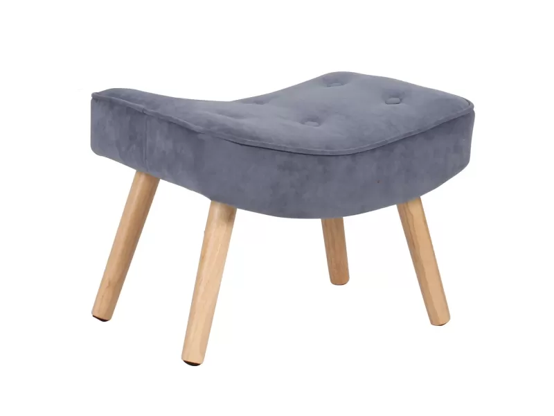 Alma Σκαμπό - Υποπόδιο, Ύφασμα Velure Ανοιχτό Μπλε, Πόδια Φυσικό, K/D 52x38x35cm