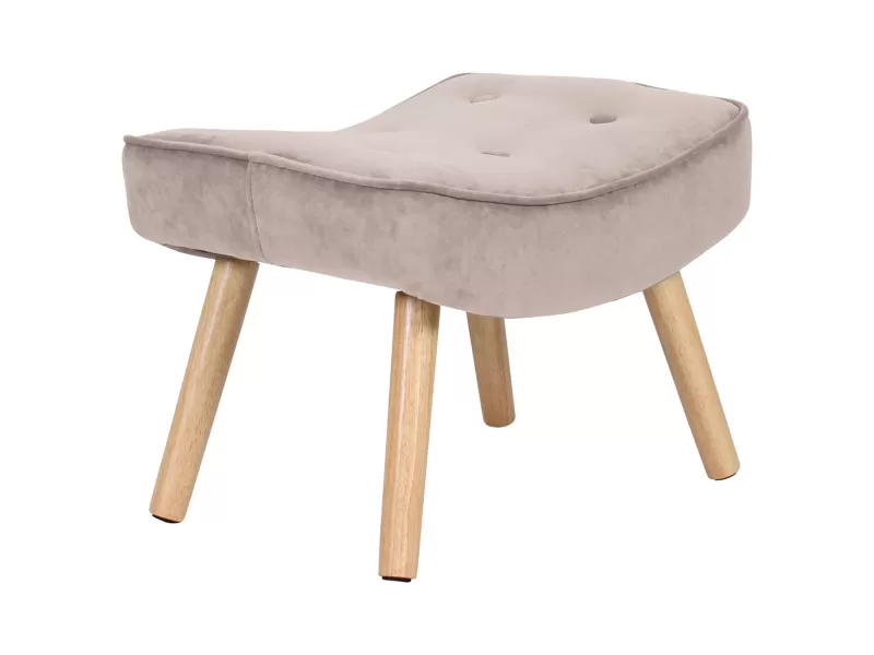 Alma Σκαμπό - Υποπόδιο, Ύφασμα Velure Ανοιχτό Καφέ, Πόδια Φυσικό, K/D 52x38x35cm