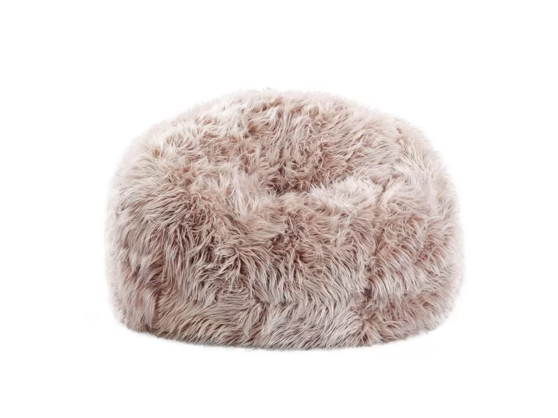 Bigo Luxury Πουφ Τεχνητή Γούνα Απόχρωση Sand, Αποσπώμενο Κάλυμμα - Εσωτερικού Χώρου 110x110x86cm