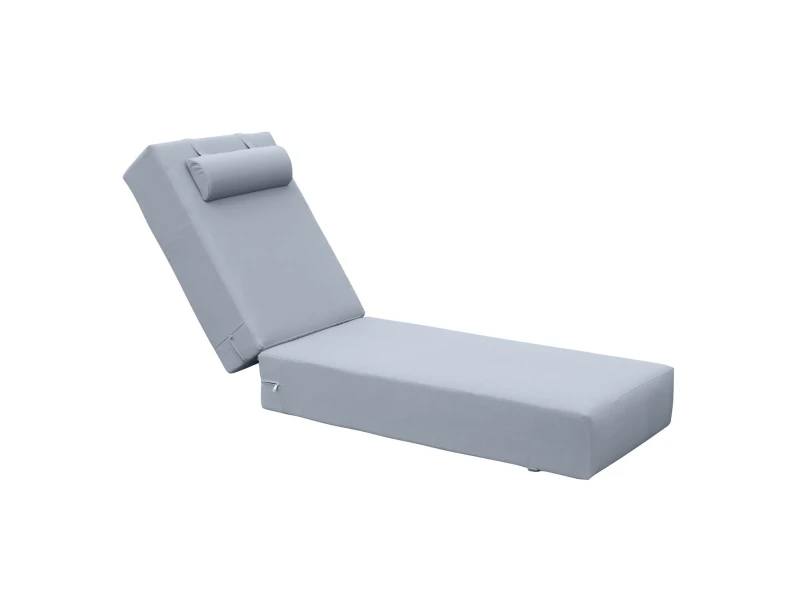 Sunlounger Μαξιλάρι Ξαπλώστρας 20Cm, Προσκέφαλο, Ύφασμα Water Repellent Γκρι, Φερμουάρ 196(78+118)x60x20cm