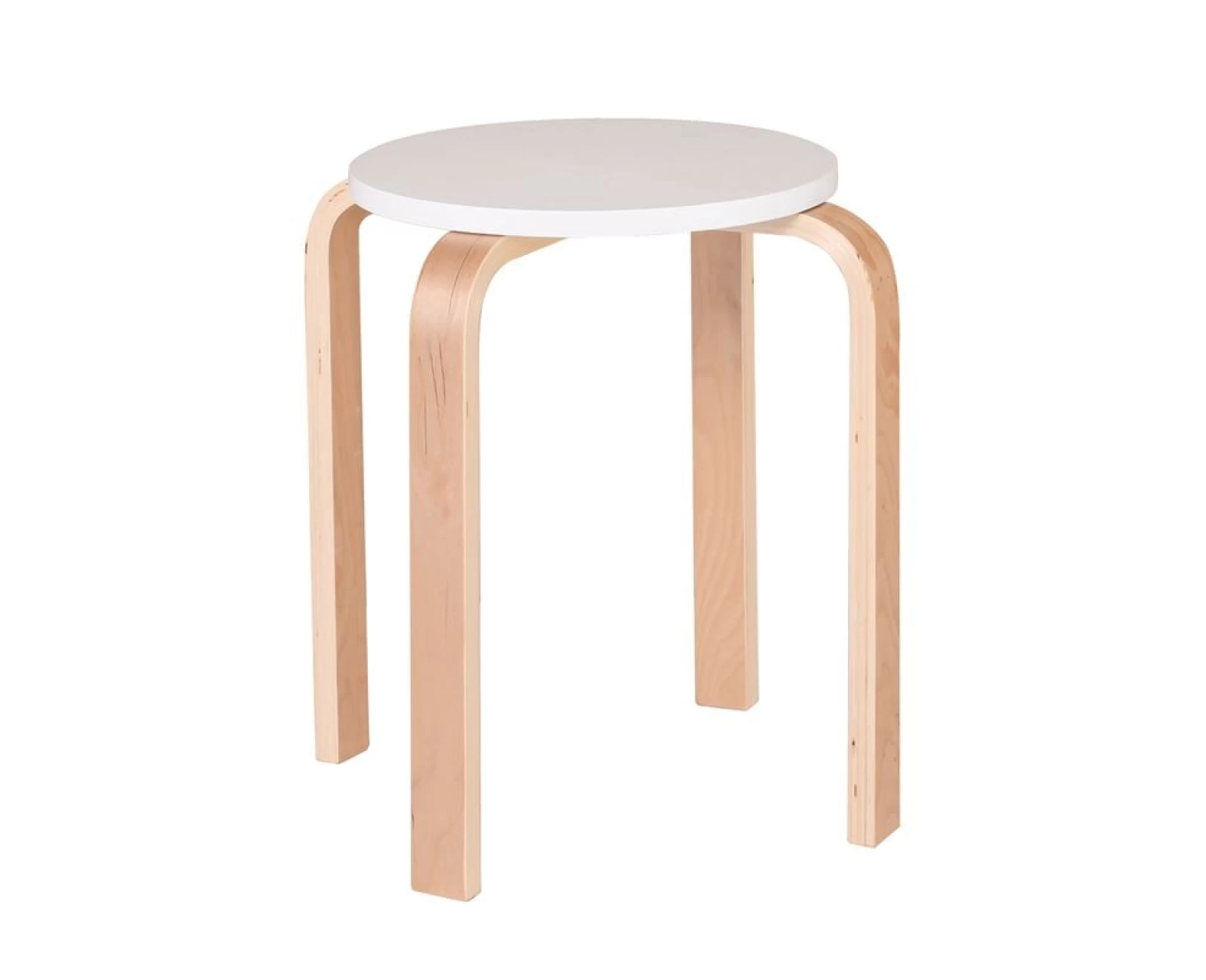 Hamilton Σκαμπό Βοηθητικό, Στοιβαζόμενο, Απόχρωση Σημύδα - Άσπρο Φ32cm H.44cm | Mypouf.gr