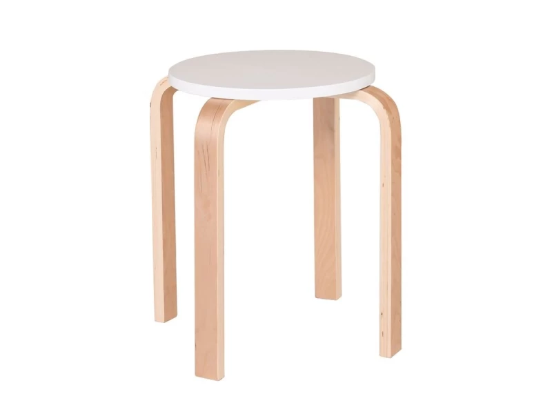 Hamilton Σκαμπό Βοηθητικό, Στοιβαζόμενο, Απόχρωση Σημύδα - Άσπρο Φ32cm H.44cm