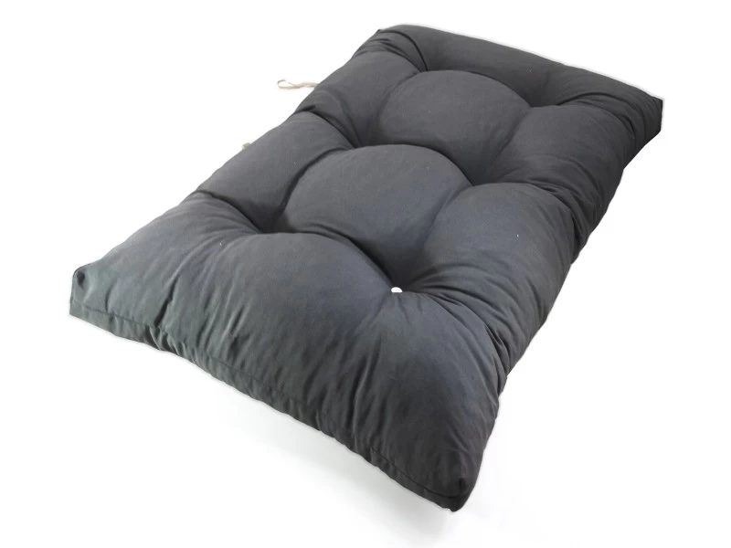 Μαξιλάρι λονέτα ανθρακί για παλέτα με κουμπιά - Μπαμπού 120x80x15
