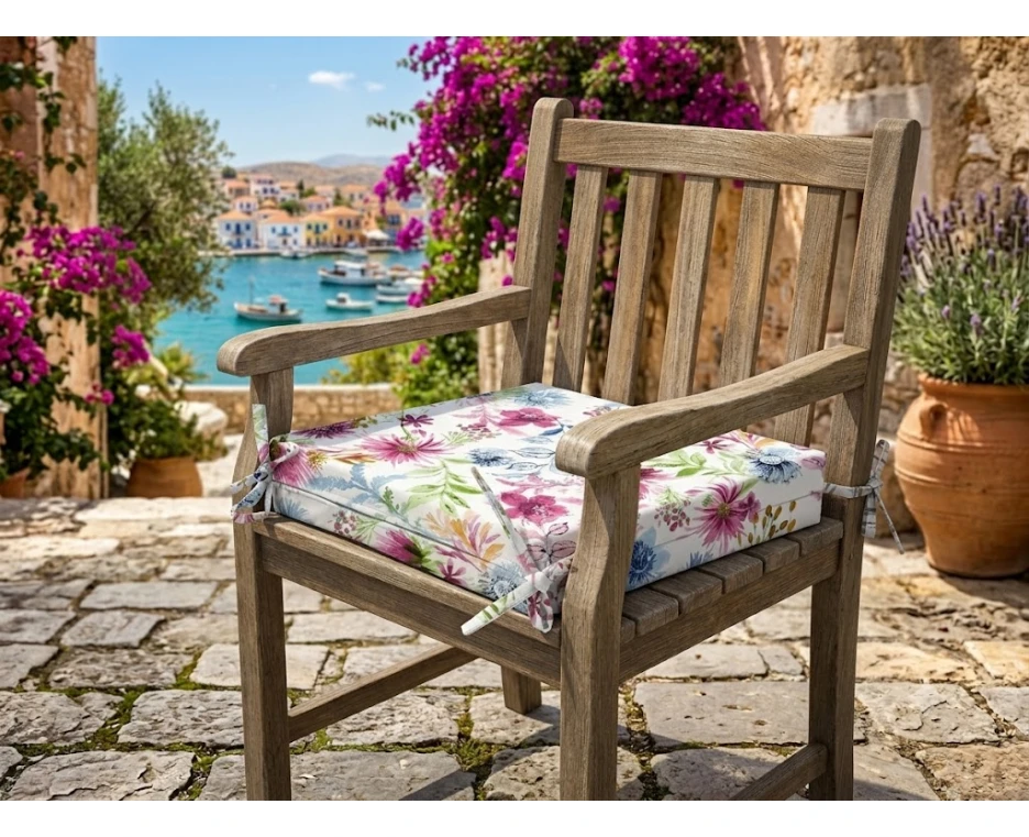 Μαξιλάρι Καρέκλας Με Δέσιμο - Λονέτα Ύφασμα Adele design | Mypouf.gr