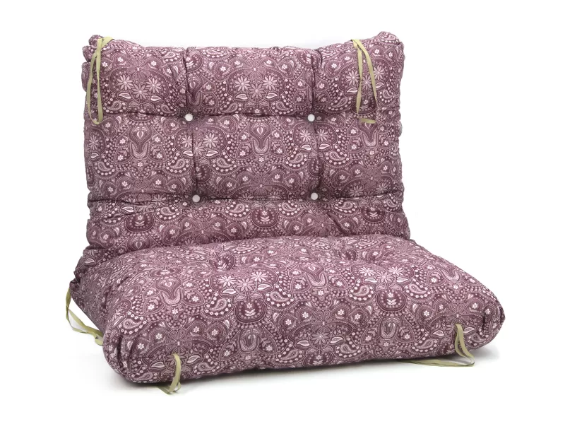 Μαξιλάρι για καναπέ με ενσωματωμένη πλάτη - Sefu 301 - Λονέτα Ύφασμα Βυσσινί Με Σχέδιο