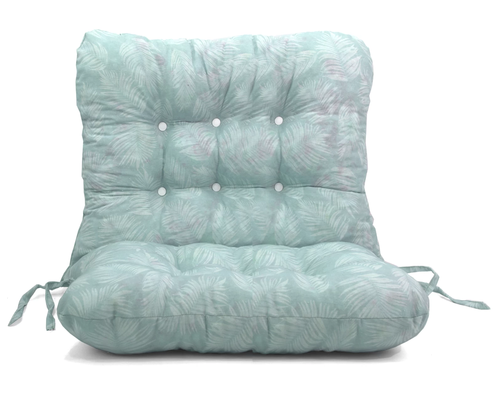 Μαξιλάρι για καναπέ με ενσωματωμένη πλάτη - Λονέτα Ύφασμα Frig 601 απόχρωση του γαλάζιου με σχέδιo φύλλα | Mypouf.gr