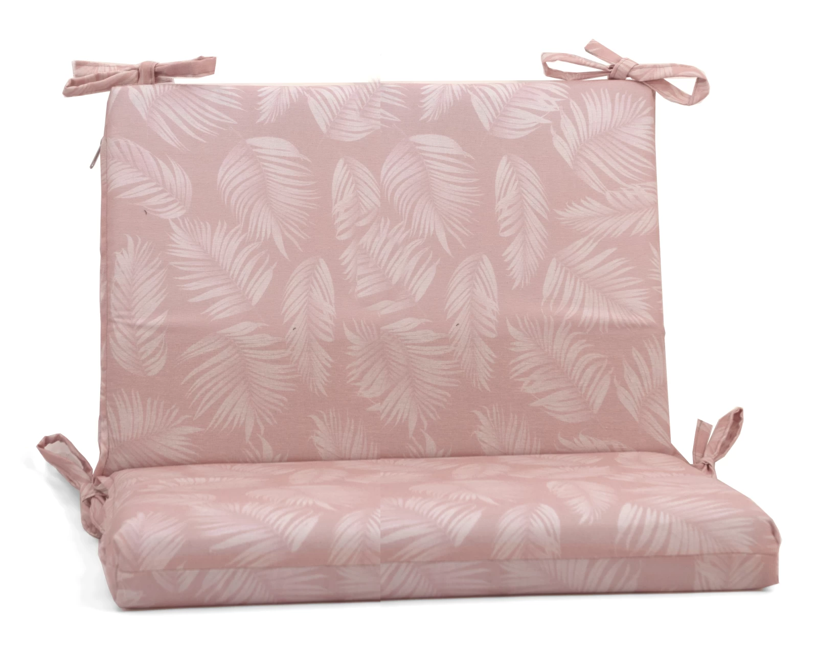 Μαξιλάρι για καναπέδες λονέτα με κορδόνια στην πλάτη Frig 301 απόχρωση του σομόν με σχέδιo φύλλα | Mypouf.gr