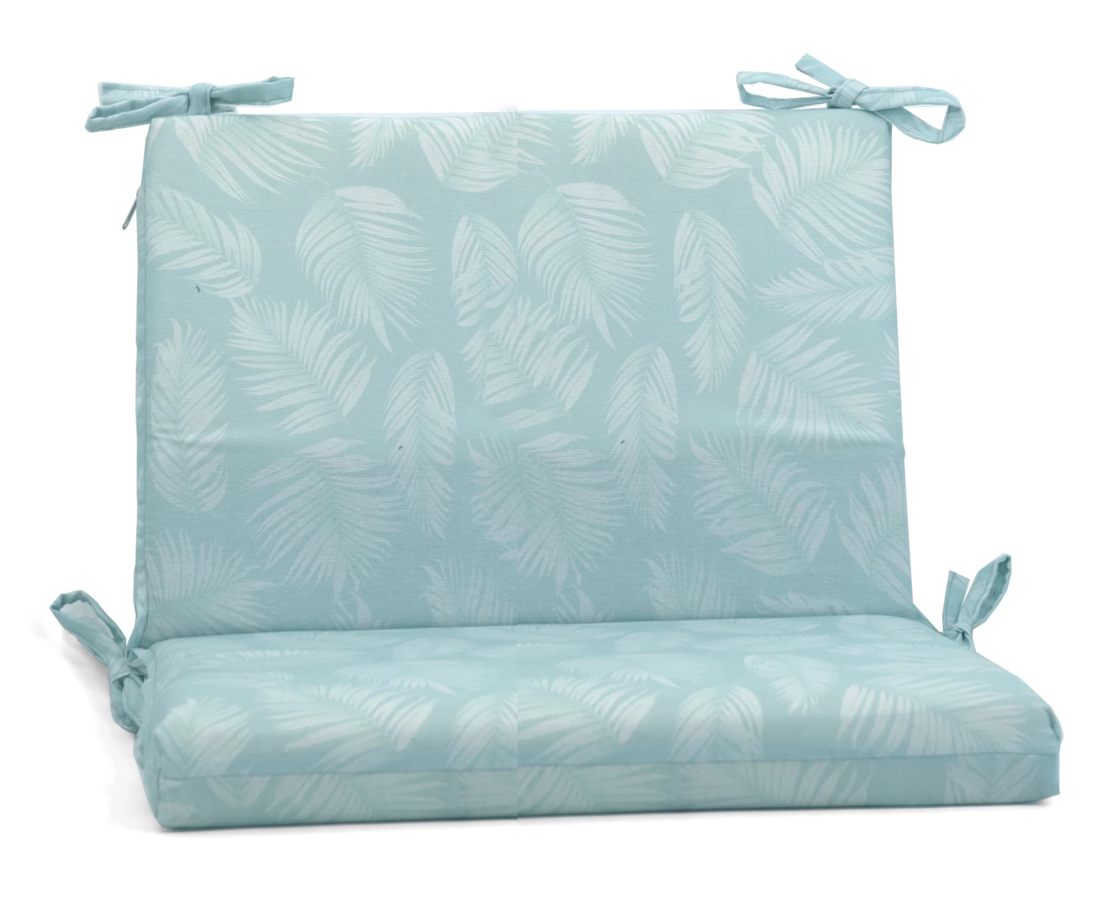 Μαξιλάρι για καναπέδες λονέτα με κορδόνια στην πλάτη Frig 601 απόχρωση του γαλάζιου με σχέδιo φύλλα | Mypouf.gr