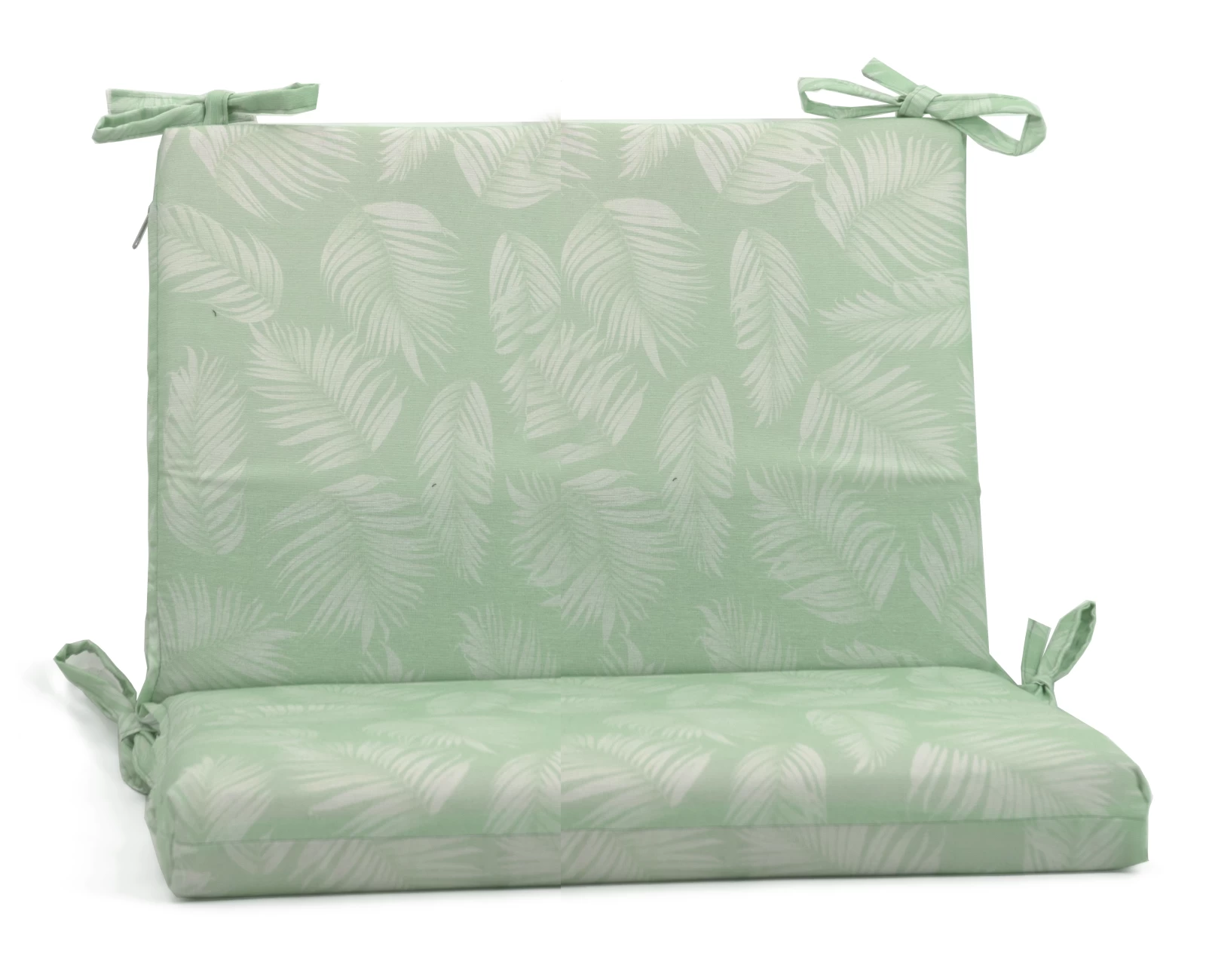 Μαξιλάρι για καναπέδες λονέτα με κορδόνια στην πλάτη Frig 701 απόχρωση του πράσινου με σχέδιo φύλλα | Mypouf.gr