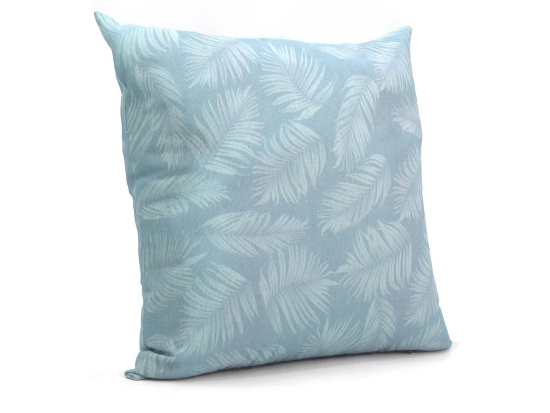 Μαξιλάρι καναπέ - δαπέδου Ύφασμα Λονέτα Frig 601 απόχρωση του γαλάζιου με σχέδιo φύλλα