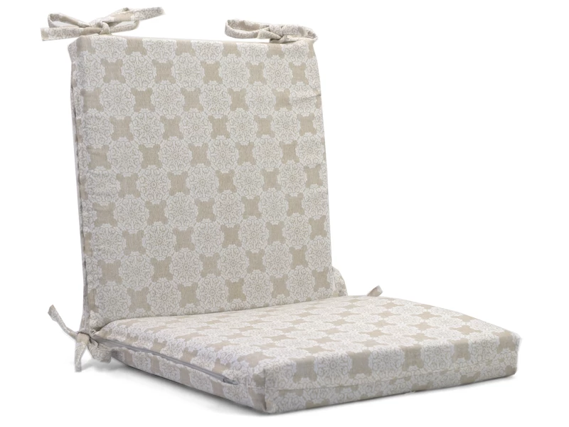 Μαξιλάρι καρέκλας λονέτα με κορδόνια στην πλάτη απόχρωση του μπεζ με σχέδιo kanada