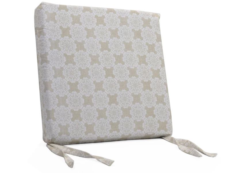 Μαξιλάρι Καρέκλας Με Δέσιμο - Λονέτα Ύφασμα απόχρωση του μπεζ με σχέδιo Kanada - Norman