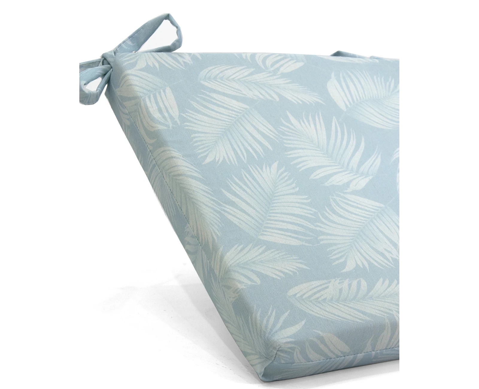 Μαξιλάρι Καρέκλας Με Δέσιμο - Λονέτα Ύφασμα Frig 601 απόχρωση του γαλάζιου με σχέδιo φύλλα | Mypouf.gr